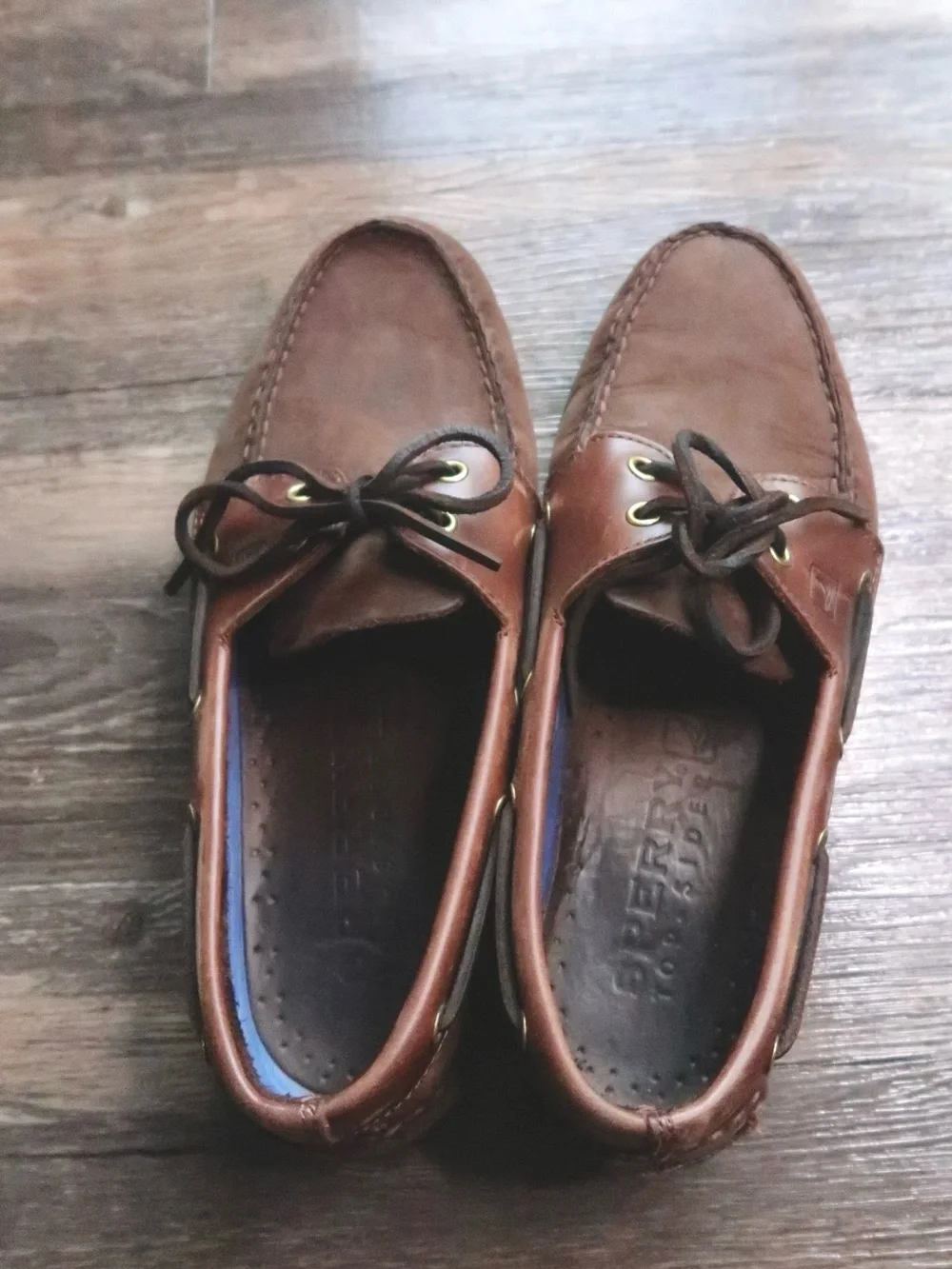 Sperry Men's Brown Leather Moc Toe Boat Shoes
